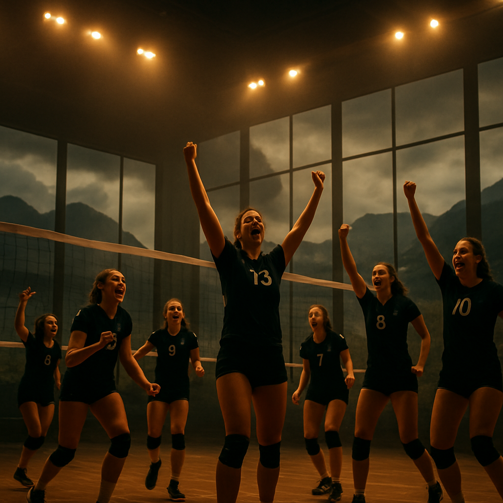 Volleyball team in a Scottish arena